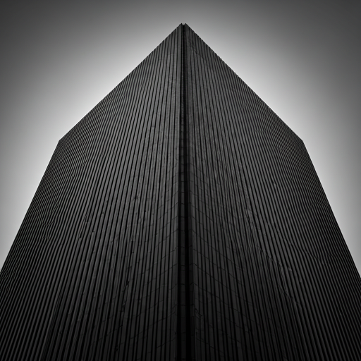Monochromatyczna fotografia nowoczesnej architektury biznesowej reprezentującej stabilność i precyzję